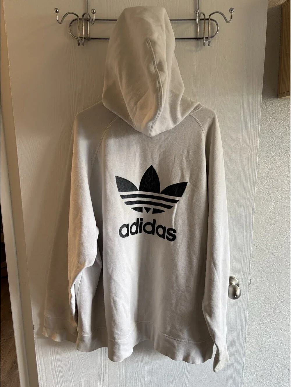 Adidas Originals Trefoil Hoodie White Pullover Sweatshirt Big Logo Men's XL